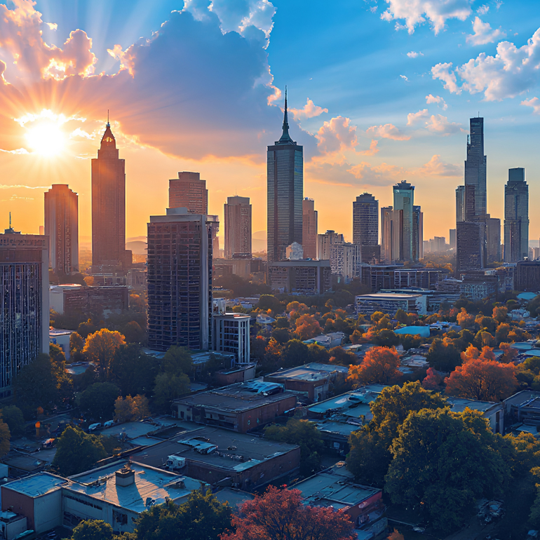 Sunrise over the Atlanta skyline
