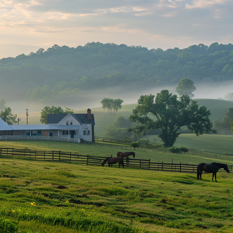 Horses grazing on a Kentucky ranch