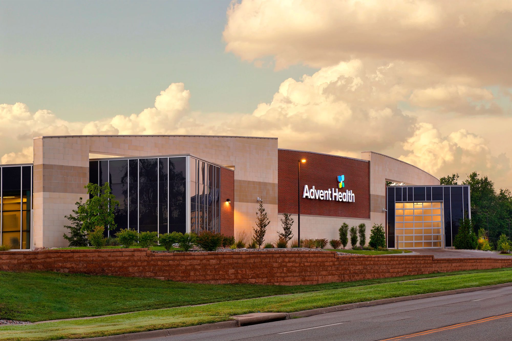 A quarter-side view of the AdventHealth Ottawa building